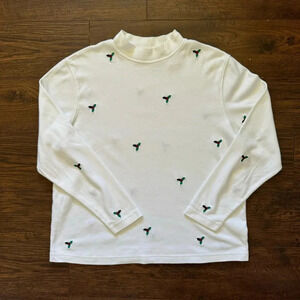 Bechamel Mistletoe Turtleneck Holiday Long Sleeve White Womens Large